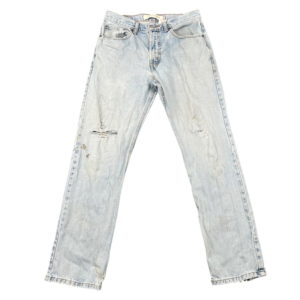 Levi's 505 Jeans Mens‎ 33x32 Regular Fit Light Wash Blue 100% Cotton Workwear